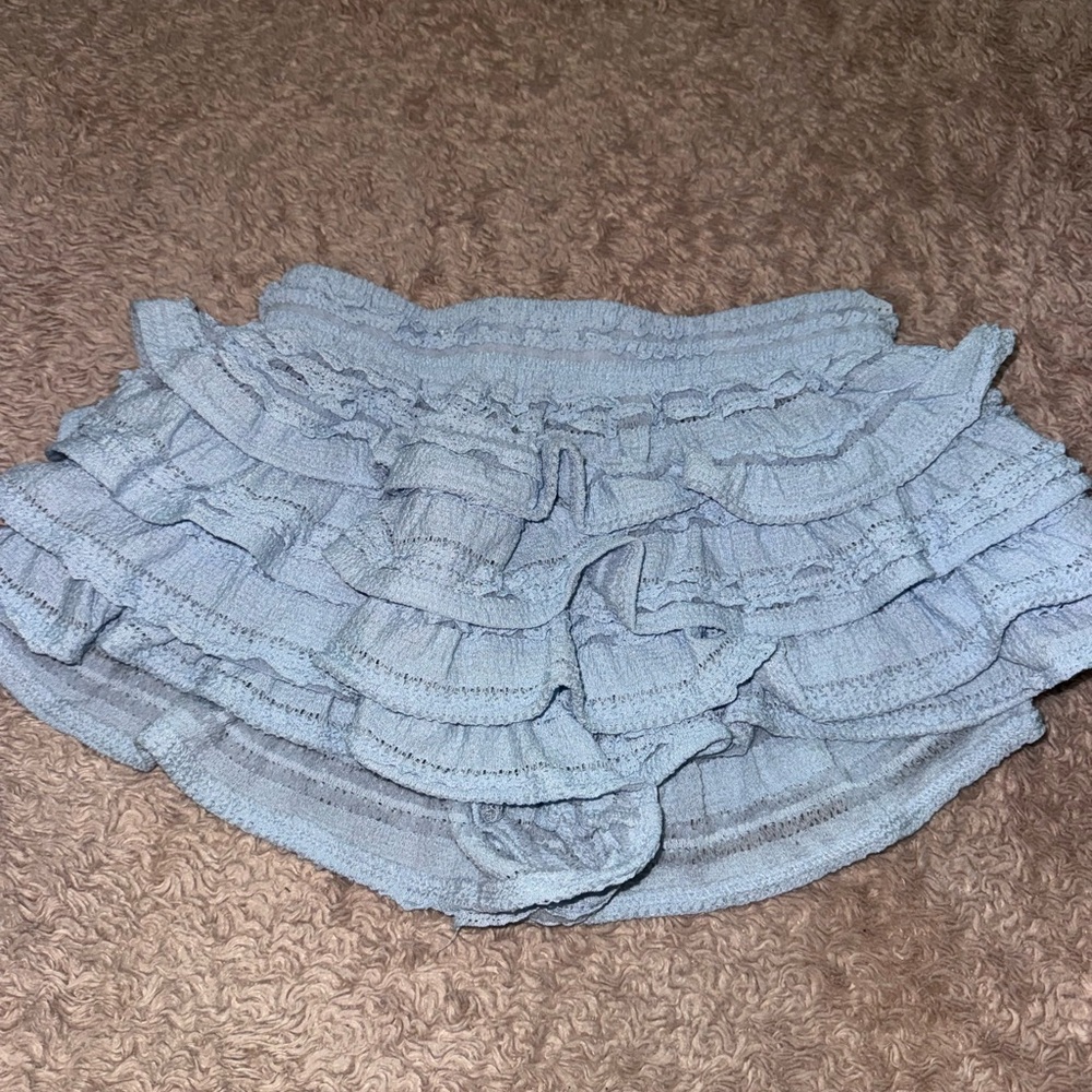 SHEIN Light Blue Ruffled Skort